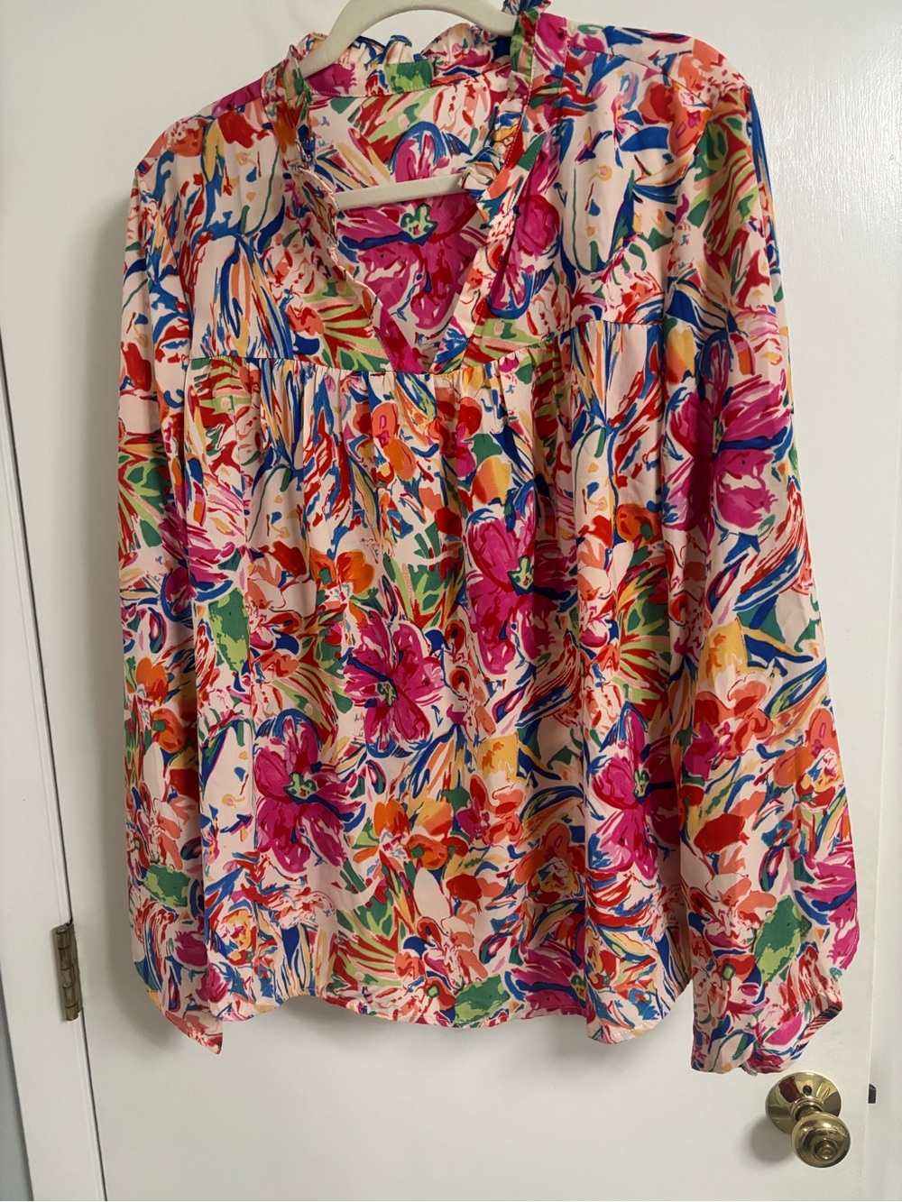 Floral Print Long-Sleeve Women's Boutique Blouse LIKE NEW XL NEW